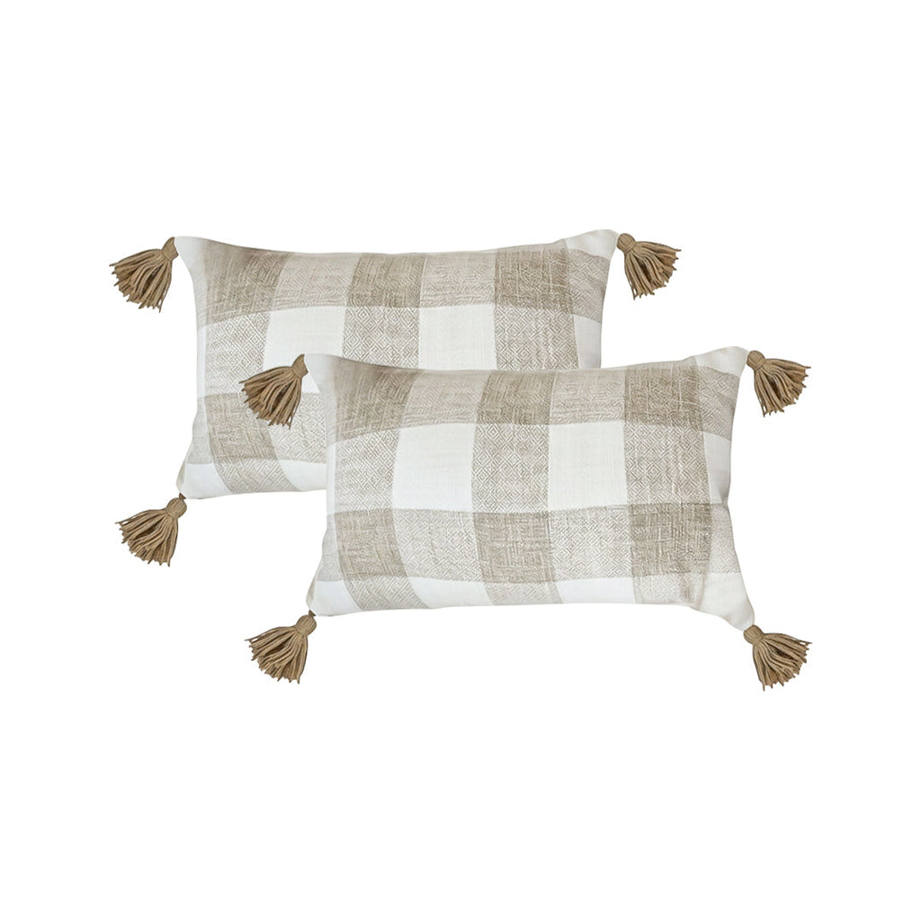 SOGA 2X 30CM Pillow Lumbar Cover Decorative Plaid Farmhouse Cushion Throw Pillow