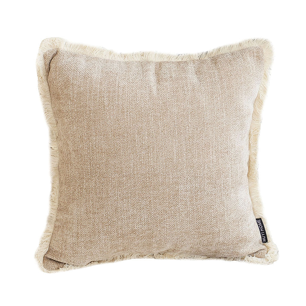 NNEAGS 45cm Milk Coffee Home Aesthetic Chenille Texture Tassel Square Throw pillow