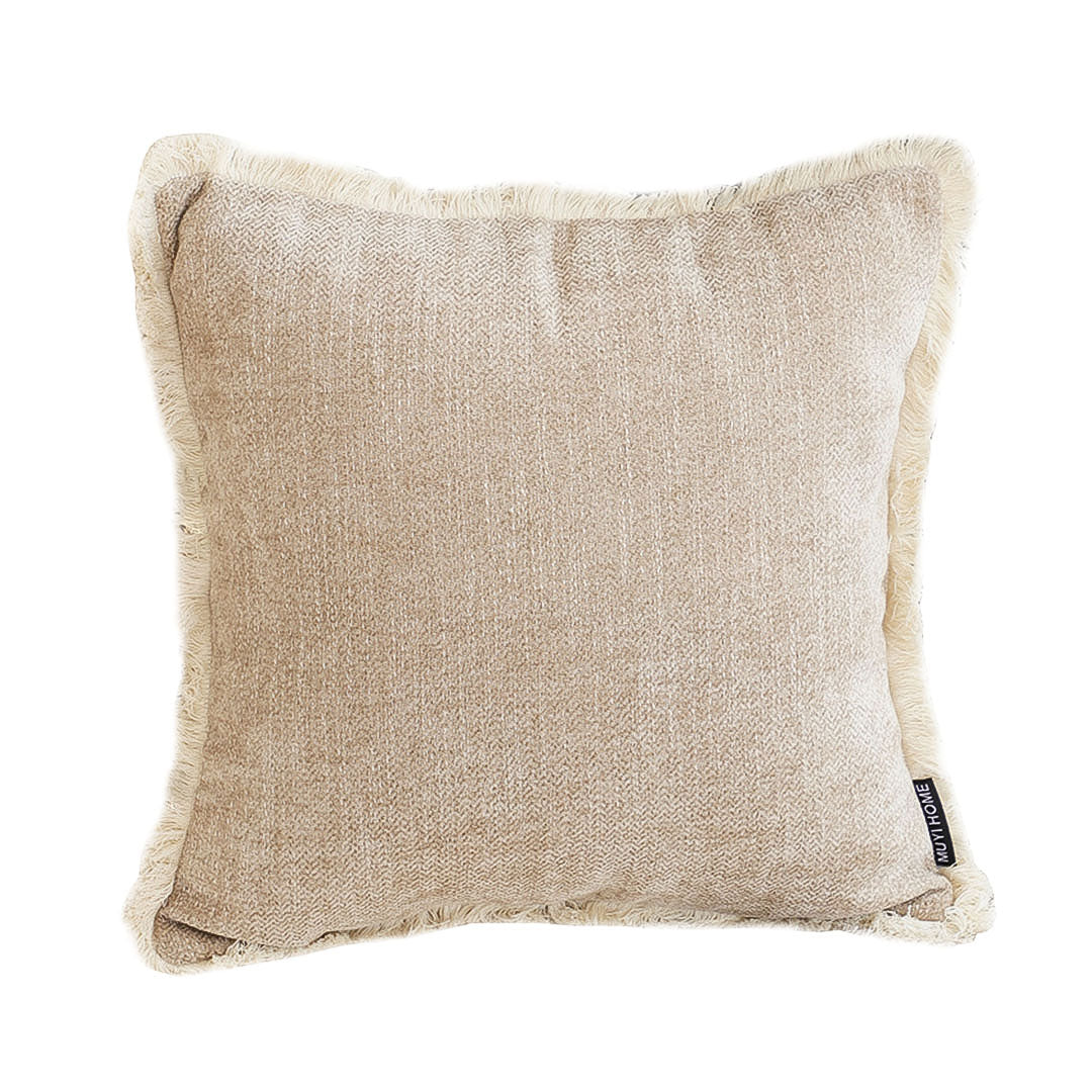 NNEAGS 45cm Milk Coffee Home Aesthetic Chenille Texture Tassel Square Throw pillow