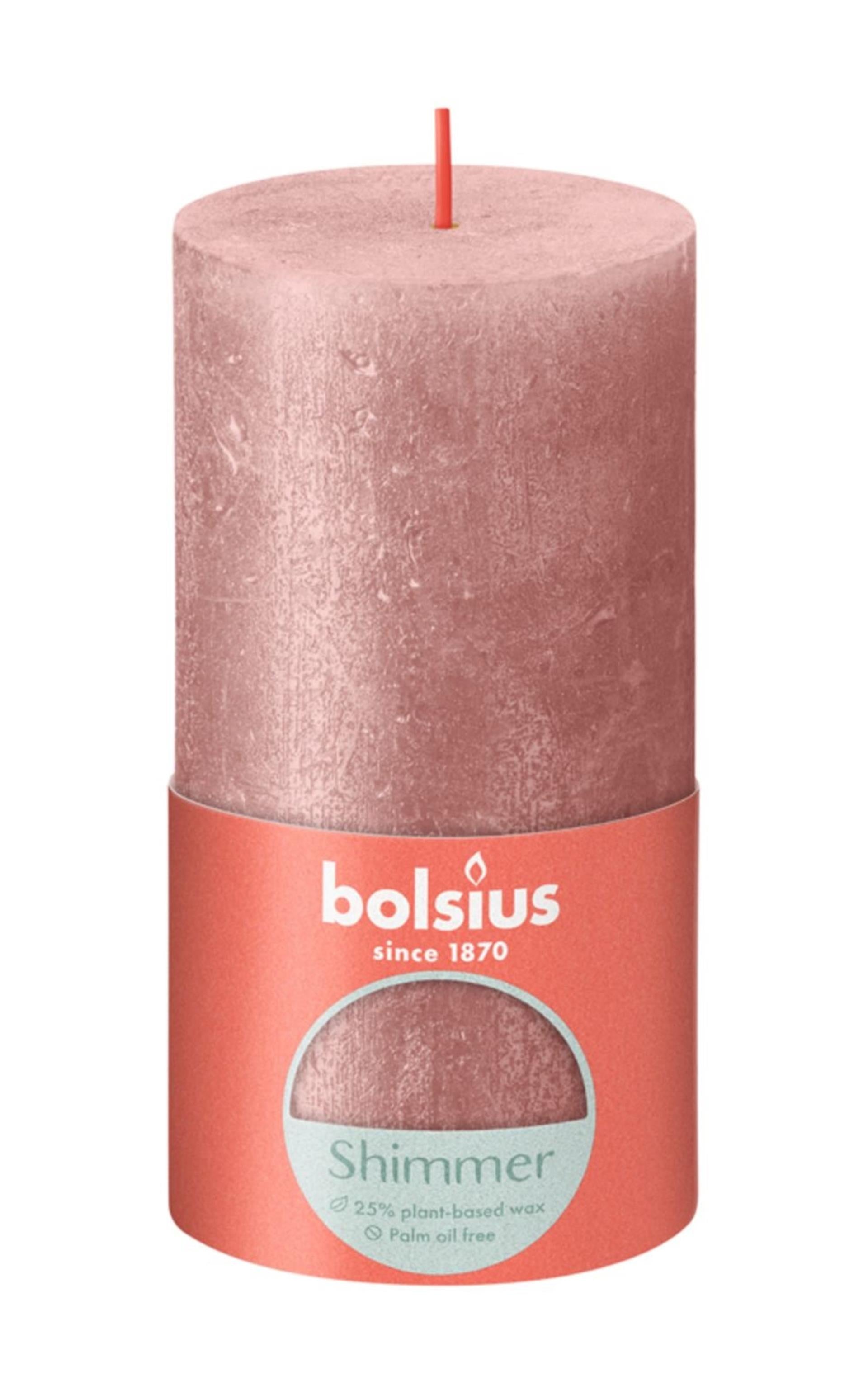 Bolsius rustic pillar candle 130 68 pink