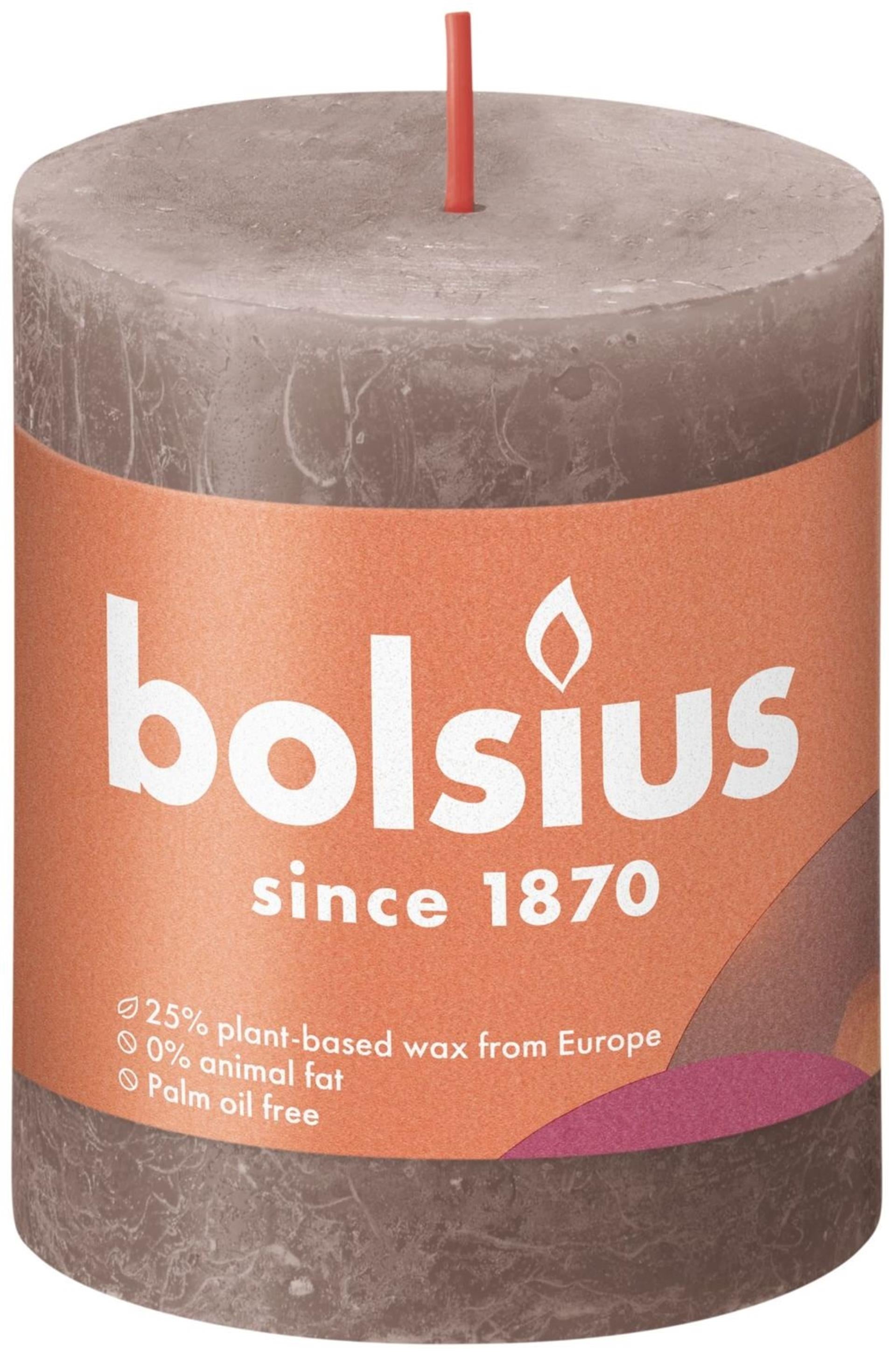 Bolsius rustic pillar candle 80 68 taupe