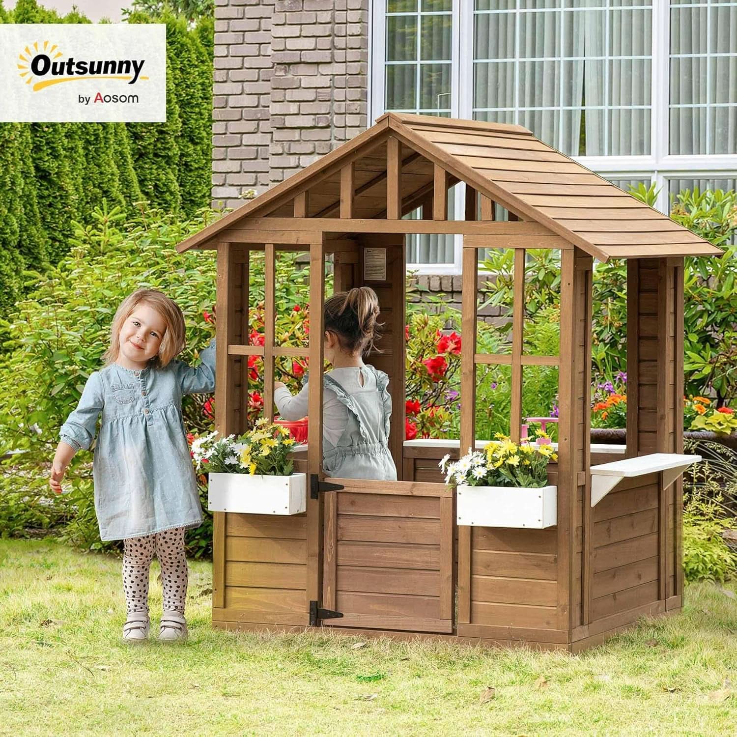 Outdoor Playhouse Cottage With Working Door 47x38x54