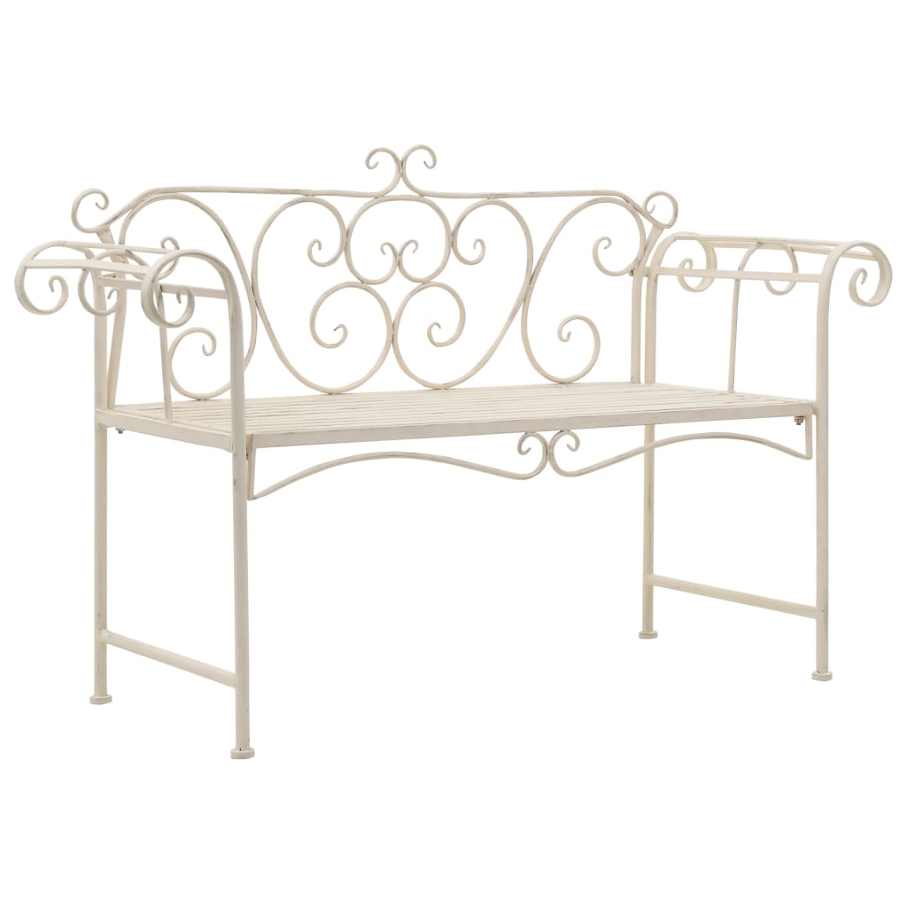 NNEVL Garden Bench 132 cm Metal Antique White