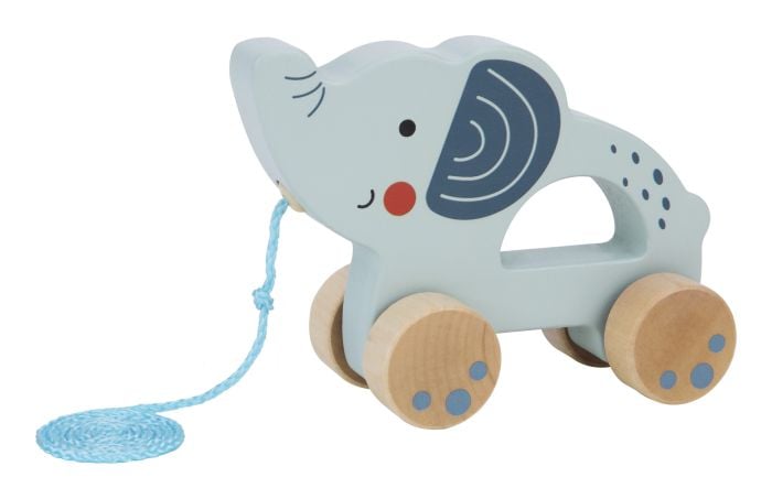 Wooden Pull Along Elephant Toy for Toddlers