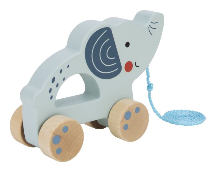 Wooden Pull Along Elephant Toy for Toddlers