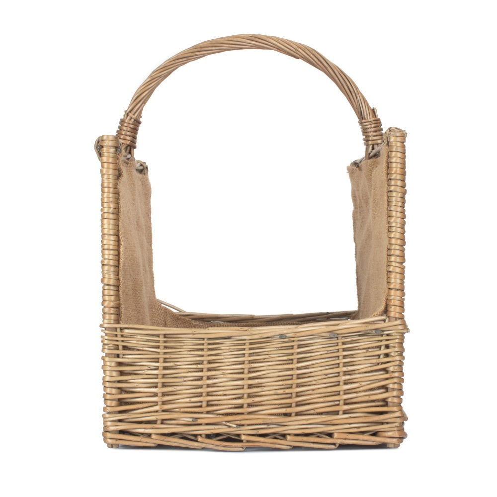 Antique Wash Open End Wicker Log Basket