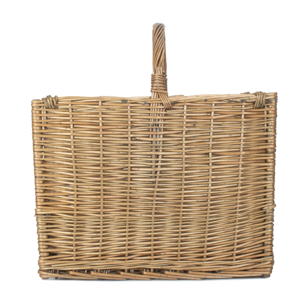 Antique Wash Open End Wicker Log Basket