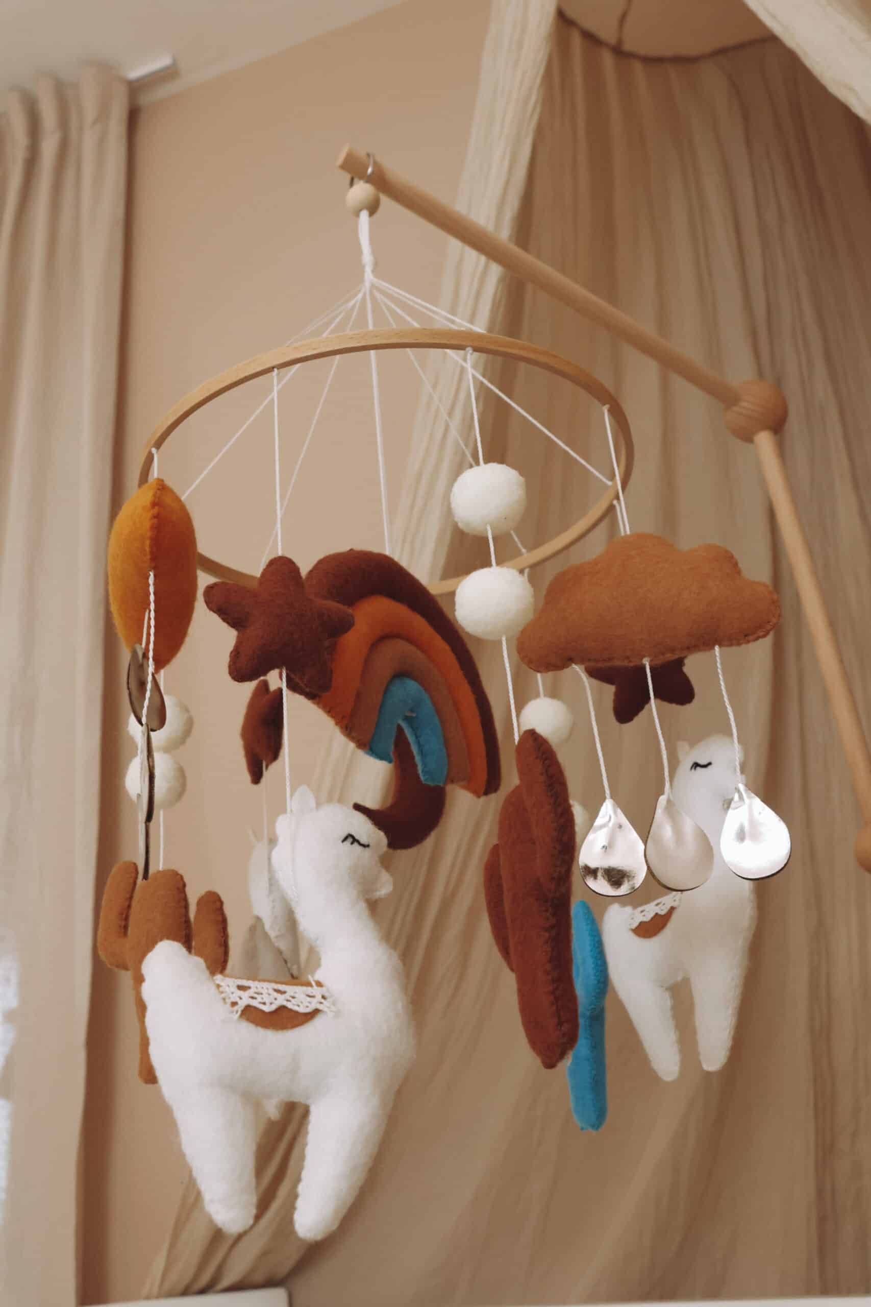 Handmade Lama baby mobile