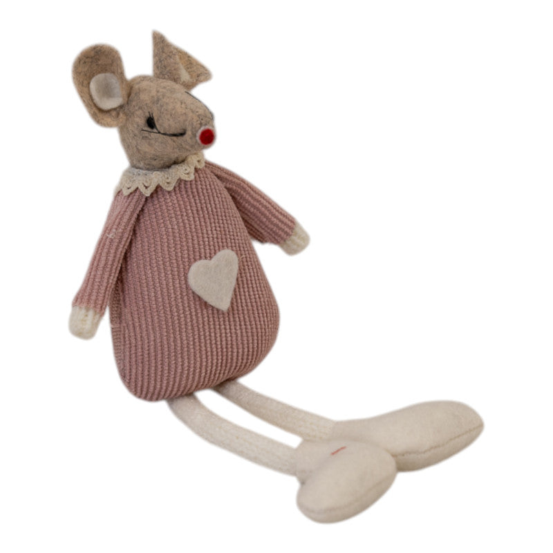 Pink Fabric Hanging Mouse 17cm