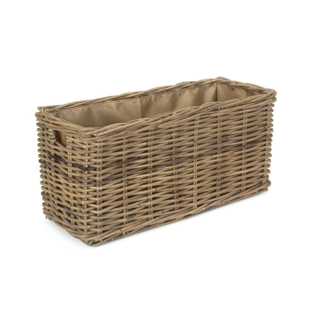 Small Under Bench Rattan Basket with Cordura Lining