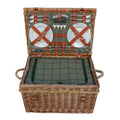 Burghley 4 Person Green Tweed Fitted Wicker Picnic Basket