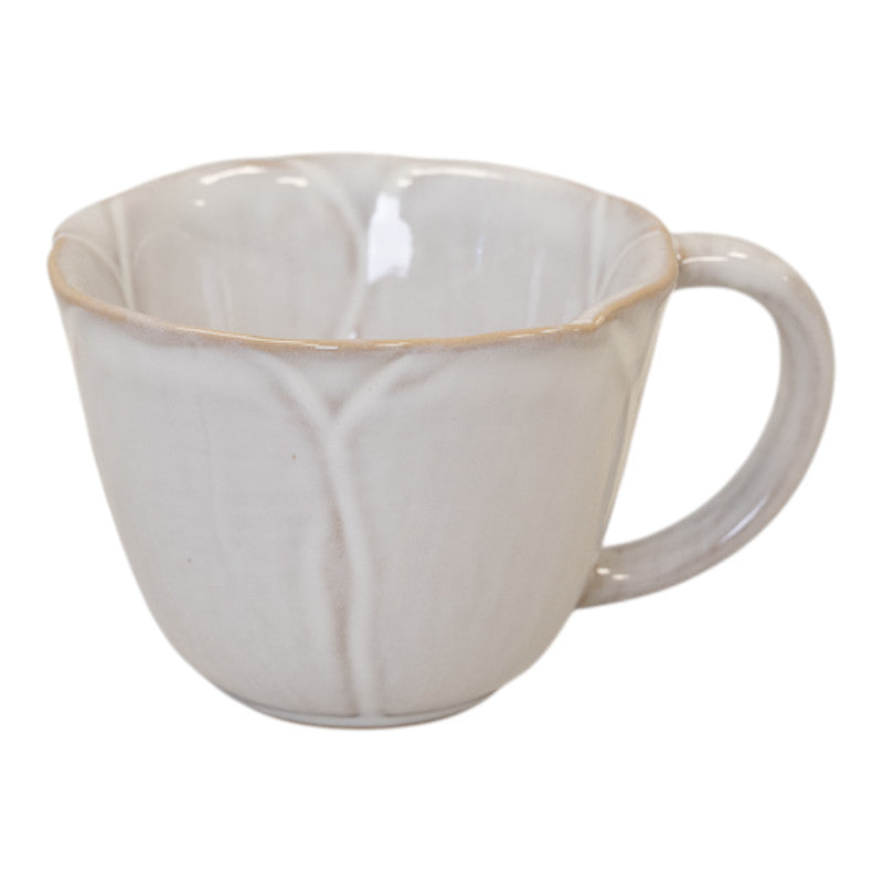 Natural Ceramic Cup with Flower Detail