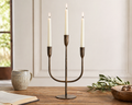 Camille Iron Candelabra – Rustic 3-Arm Black Trident Candlestick