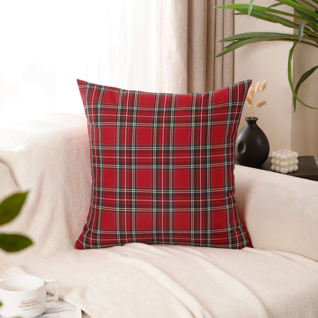 Polyester Cotton Tartan Check Cushion Cover Home Sofa 45x45 CM (18"x18") -  Multiple Designs