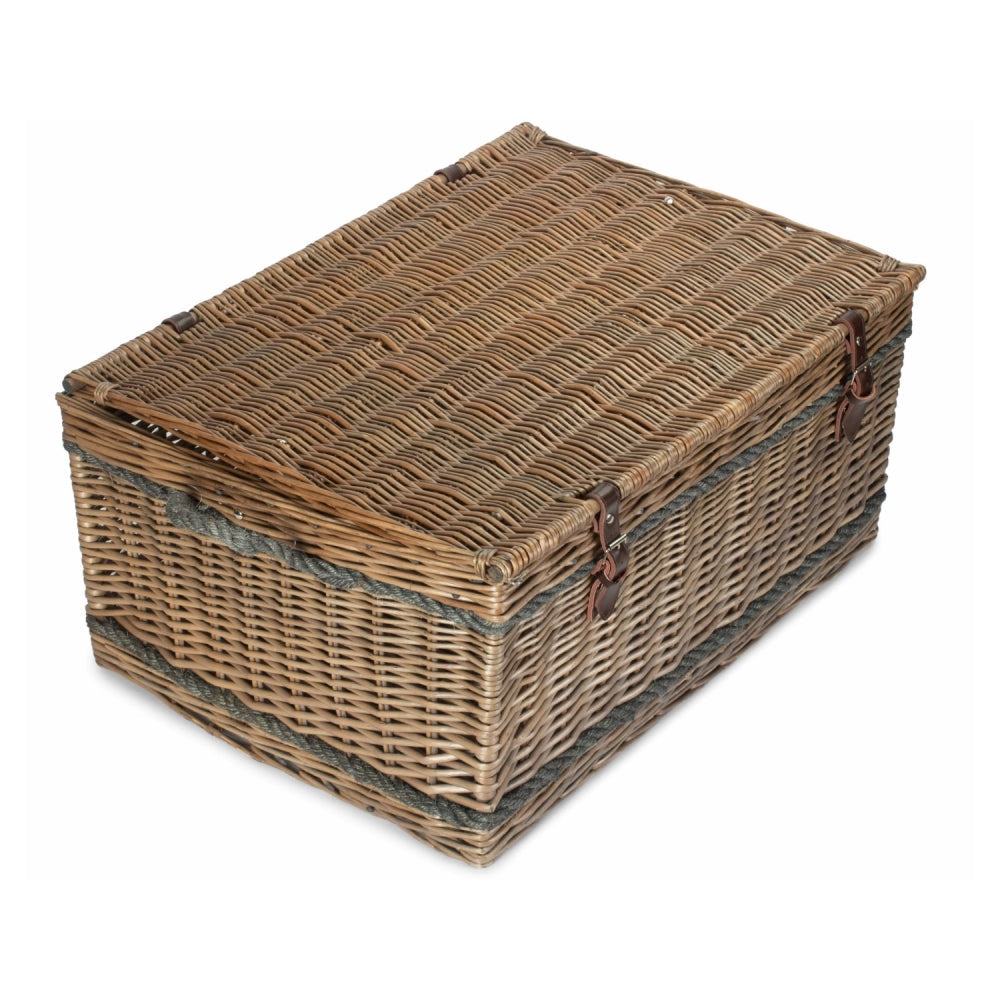 72cm Antique Wash Rope Handled Picnic Basket
