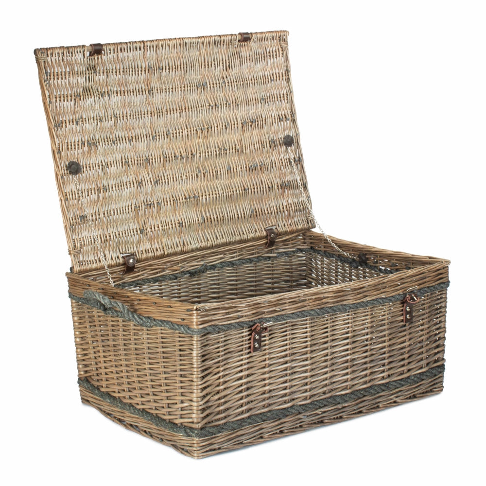 72cm Antique Wash Rope Handled Picnic Basket
