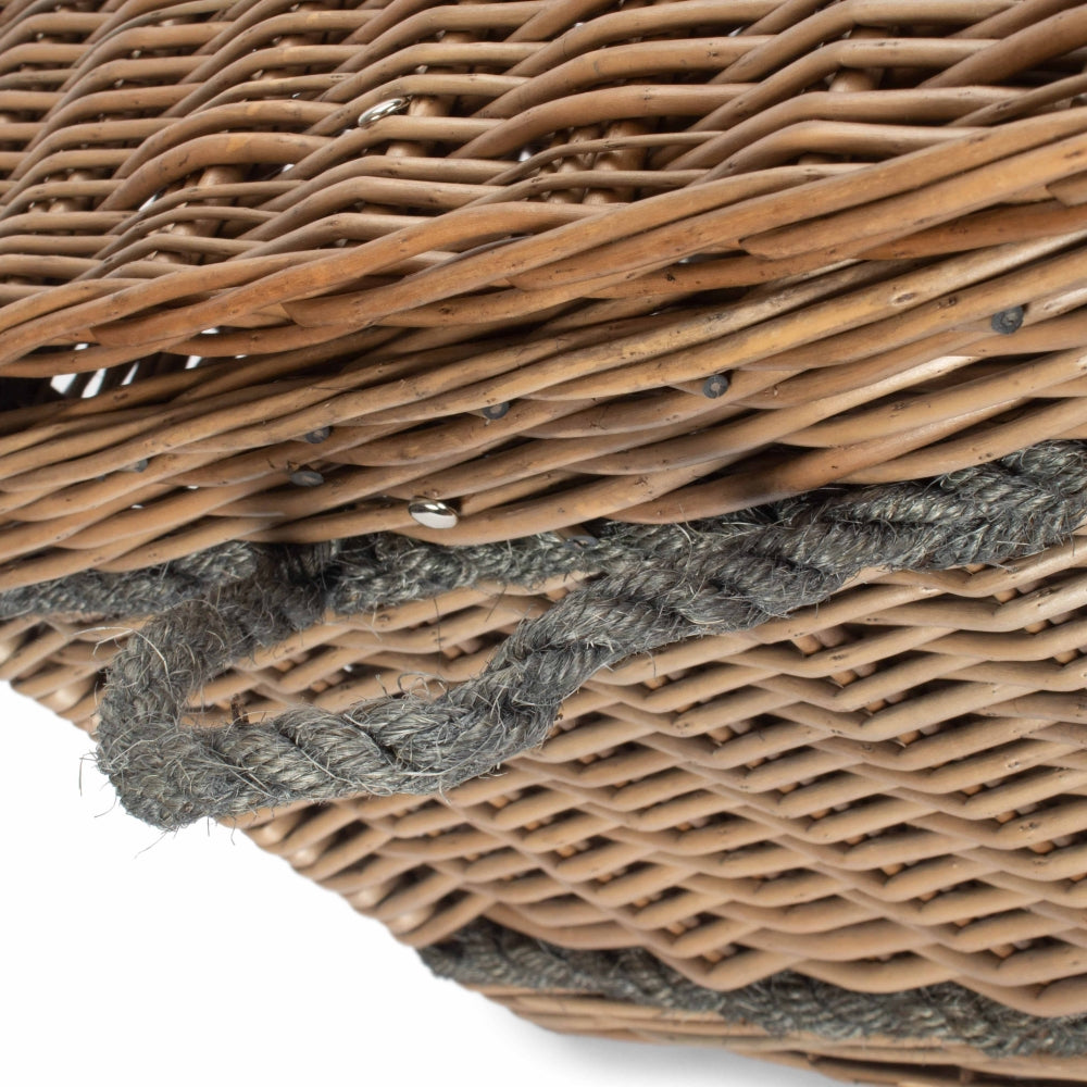 72cm Antique Wash Rope Handled Picnic Basket