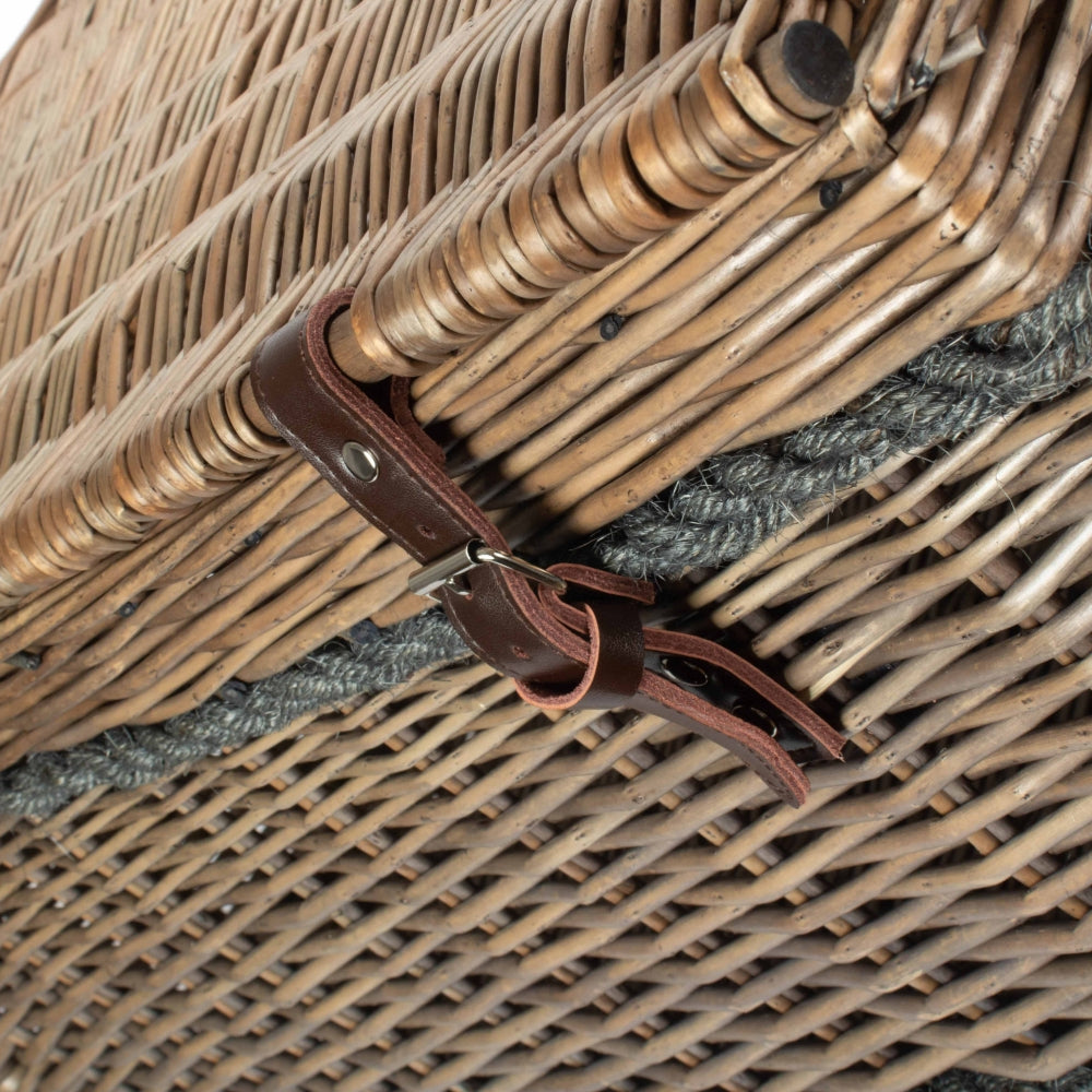 72cm Antique Wash Rope Handled Picnic Basket