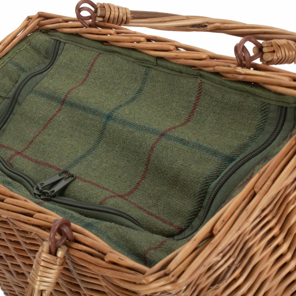Green Tweed Rectangular Wicker Cooler Basket