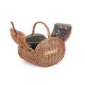 Oval 4 Person Green Tweed Wicker Picnic Basket