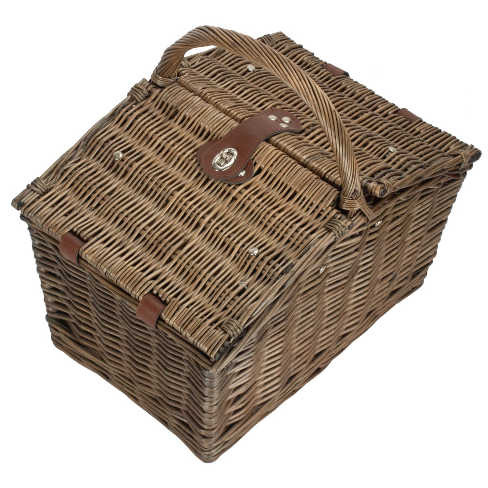 2 Person Nature Pattern Butterfly Lidded Fitted Picnic Basket