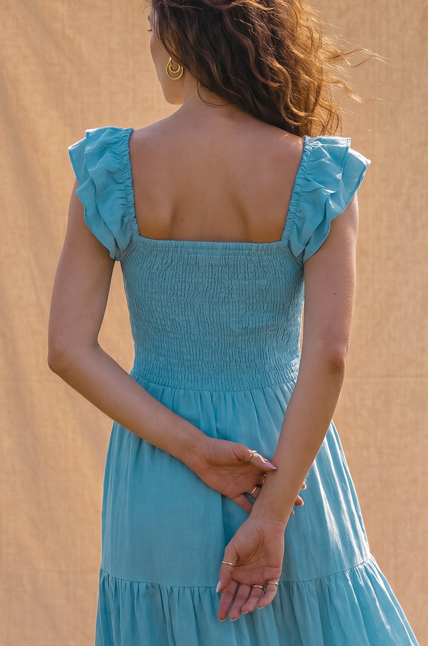 Giuseppina Smocked Linen Midi Dress