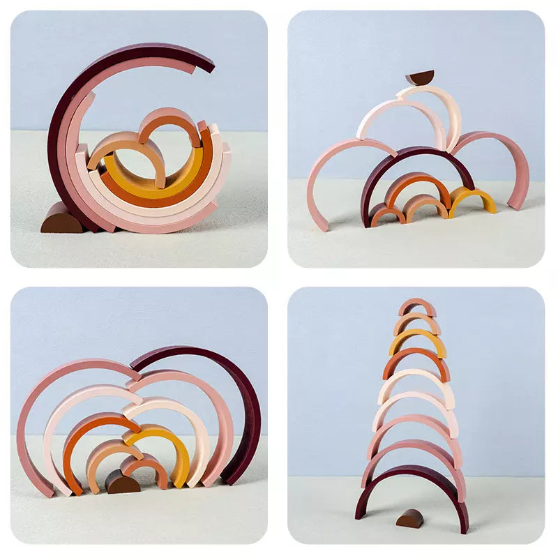 Rainbow Wooden Arch Bridge Stacking Toy