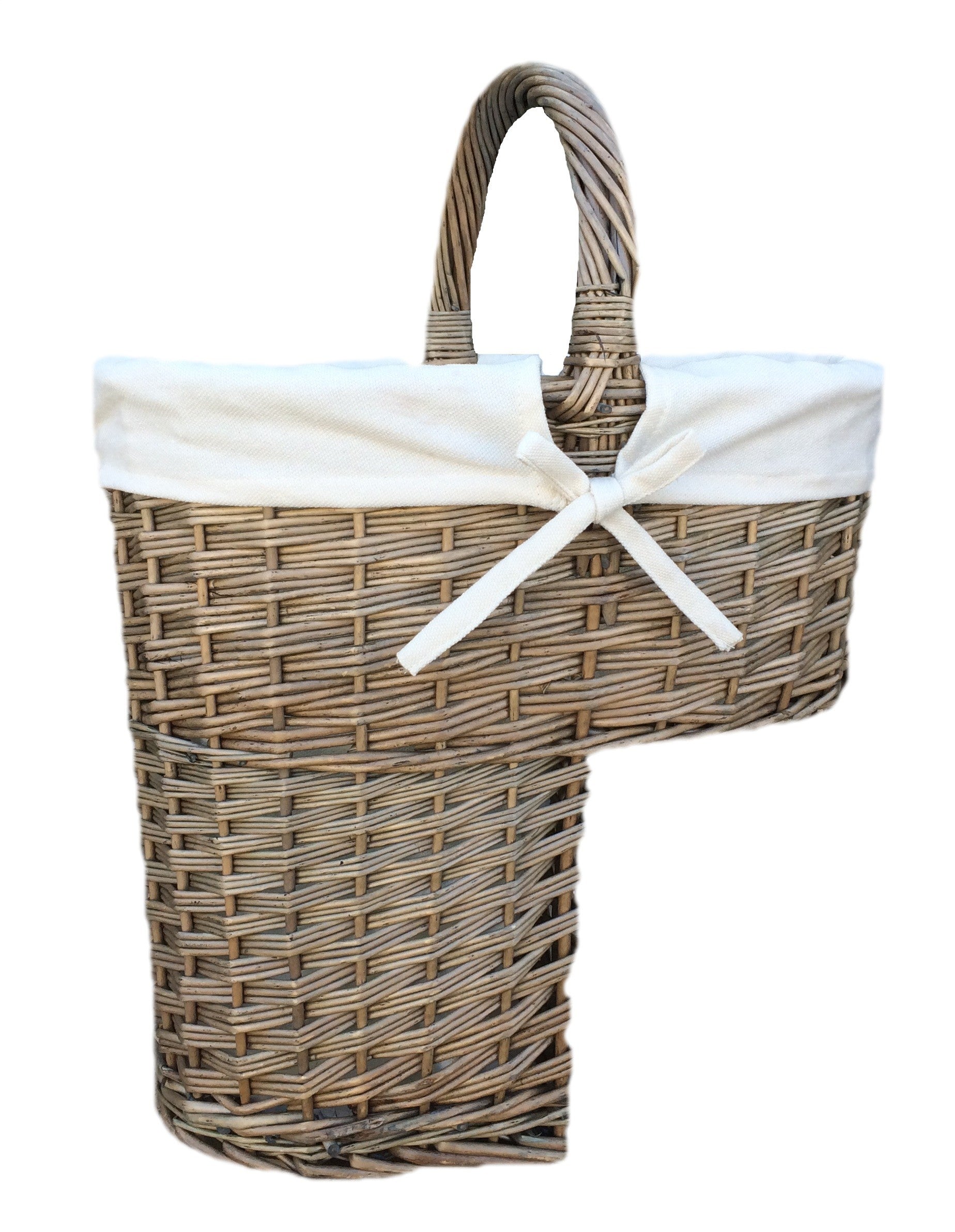 Antique Wash Willow Wicker Stair Basket