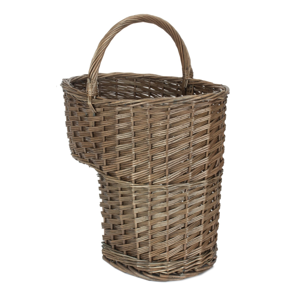 Antique Wash Willow Wicker Stair Basket
