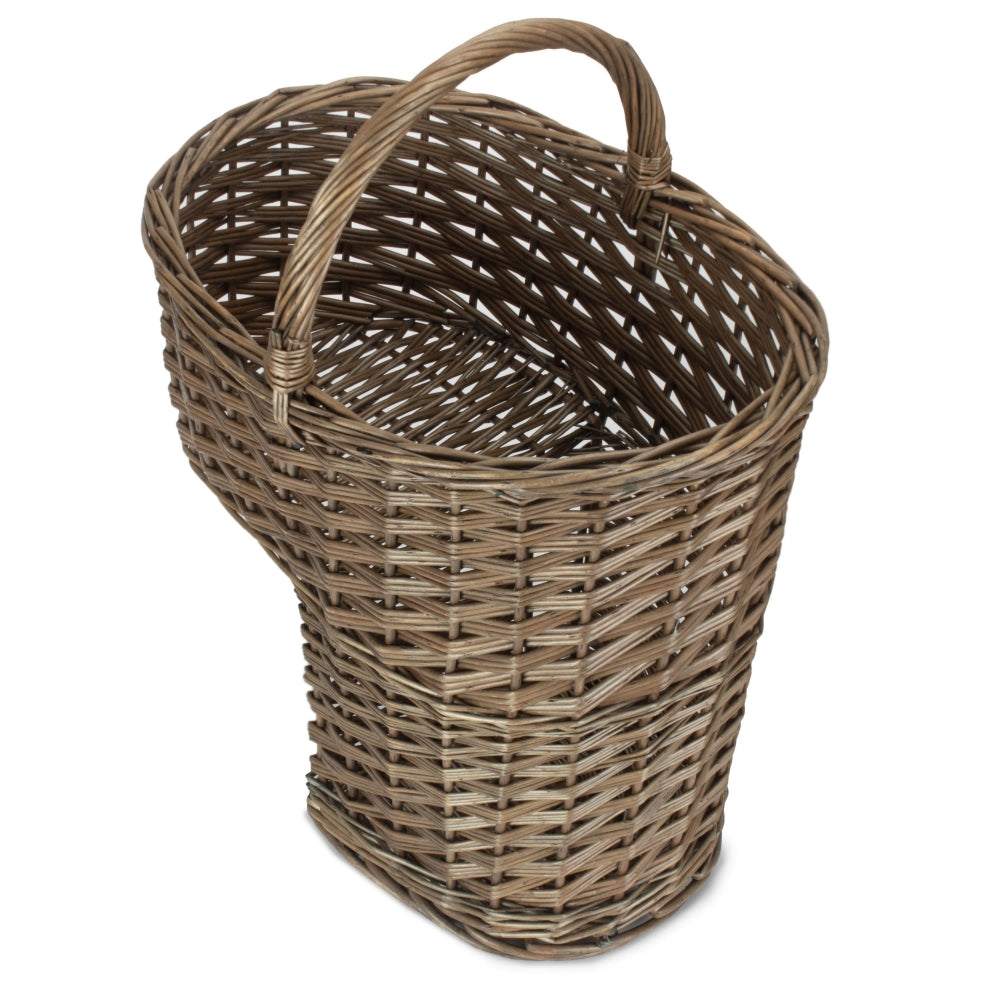 Antique Wash Willow Wicker Stair Basket