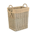 Small Rectangular Hessian Lined Wicker Log Basket