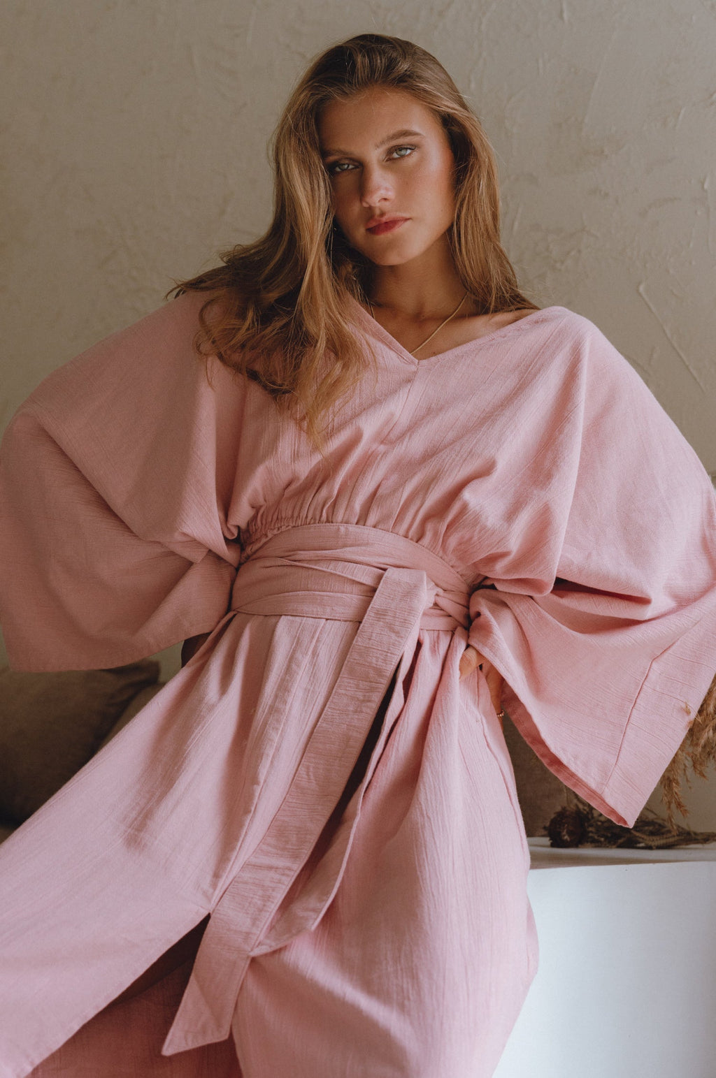 Hana Linen Kimono Dress
