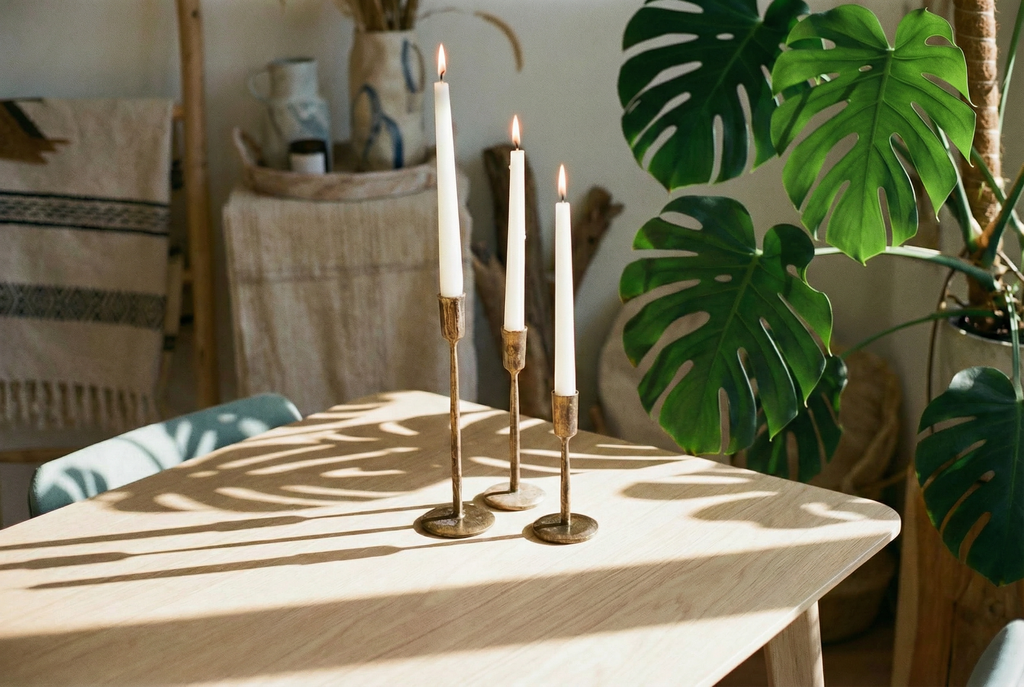 Margo Gold Candle Holder Set – Rustic Iron Candlesticks, Set of 3