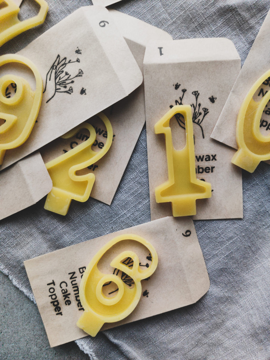 Beeswax Number Cake Topper (full set 0-9)