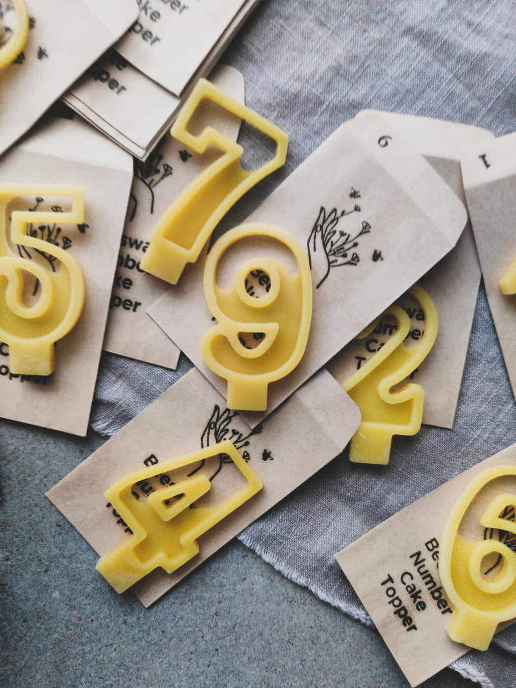 Beeswax Number Cake Topper (full set 0-9)