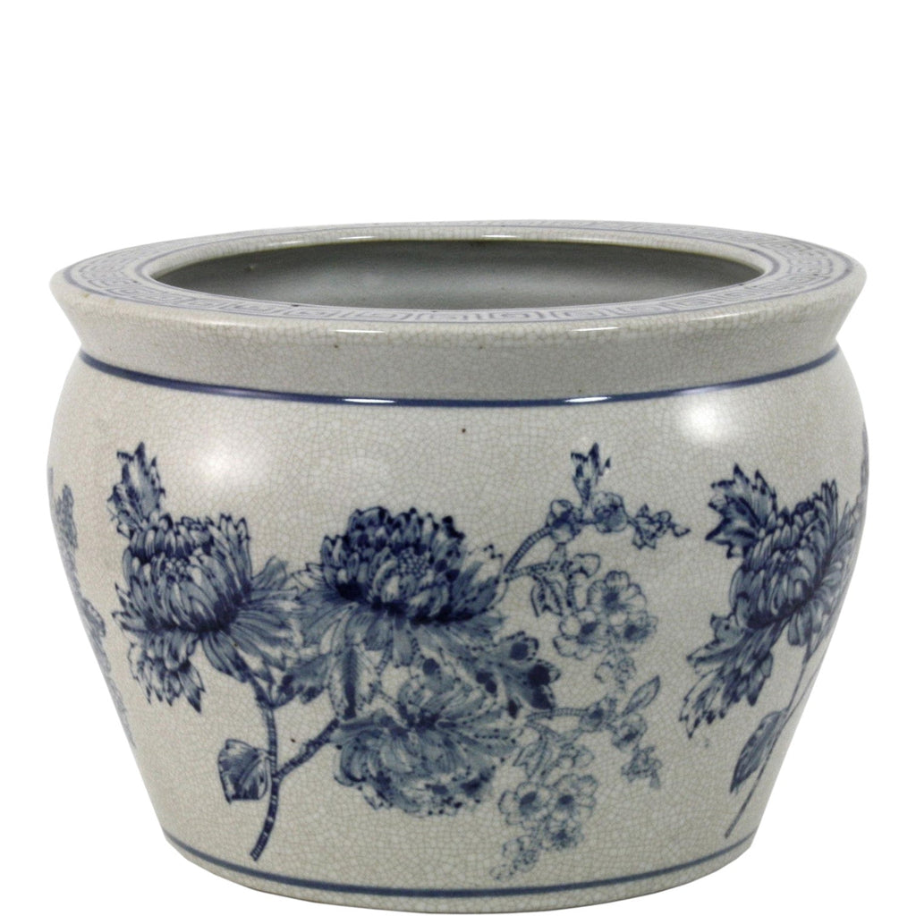 Ceramic Planter  Vintage Blue & White Magnolia Design