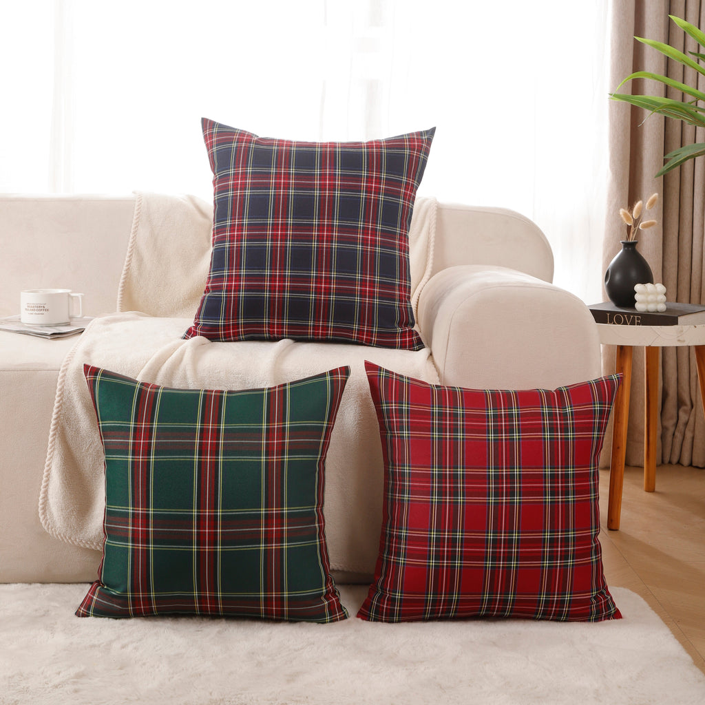 Polyester Cotton Tartan Check Cushion Cover Home Sofa 45x45 CM (18"x18") -  Multiple Designs