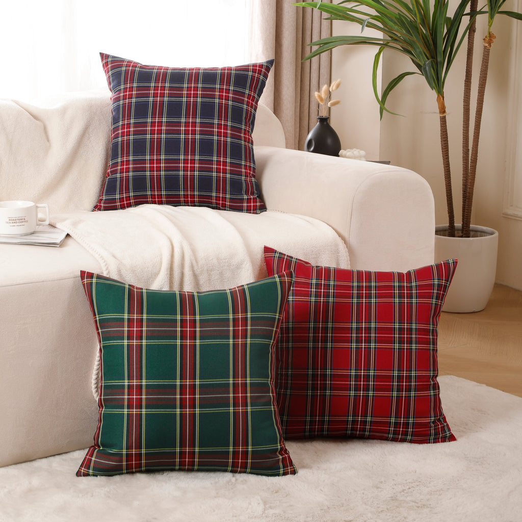 Polyester Cotton Tartan Check Cushion Cover Home Sofa 45x45 CM (18"x18") -  Multiple Designs