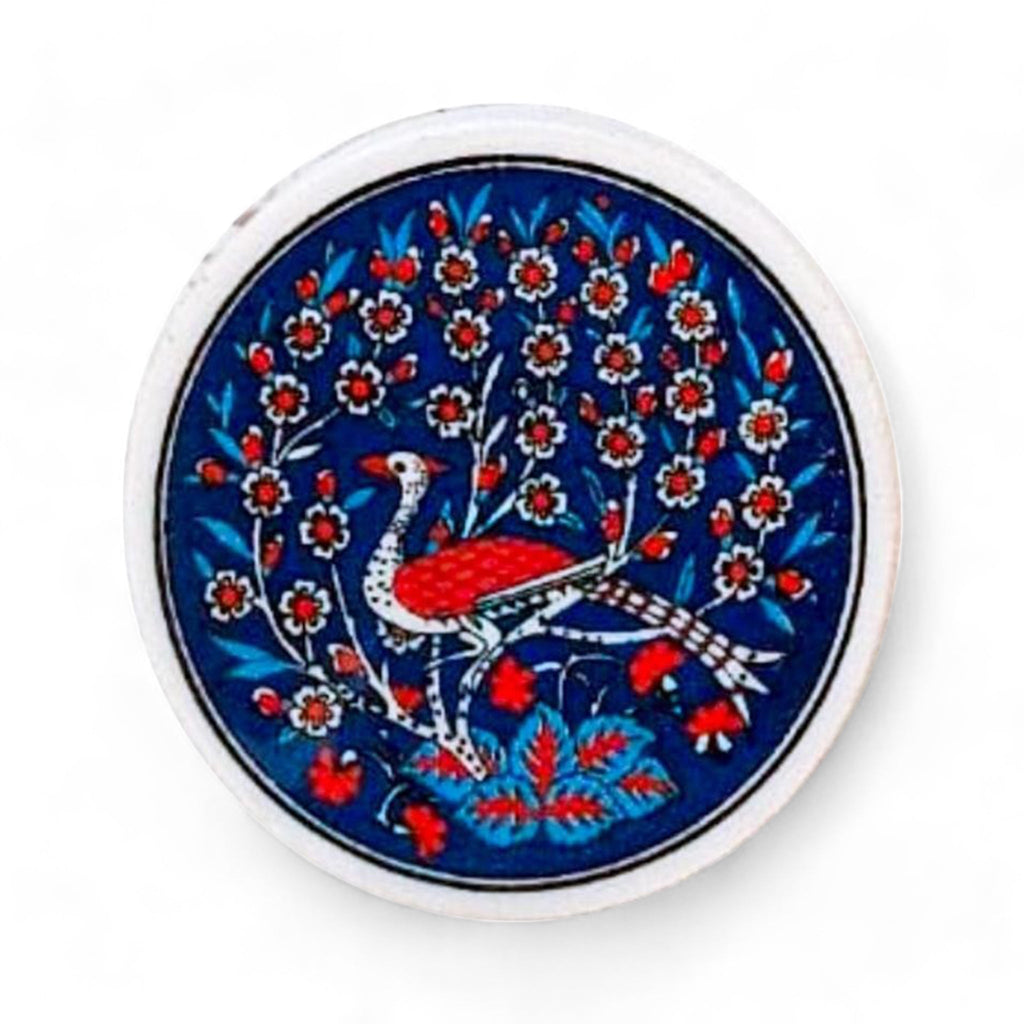 Ceramic Coasters – Iznik, Navy Peacock – 10cm