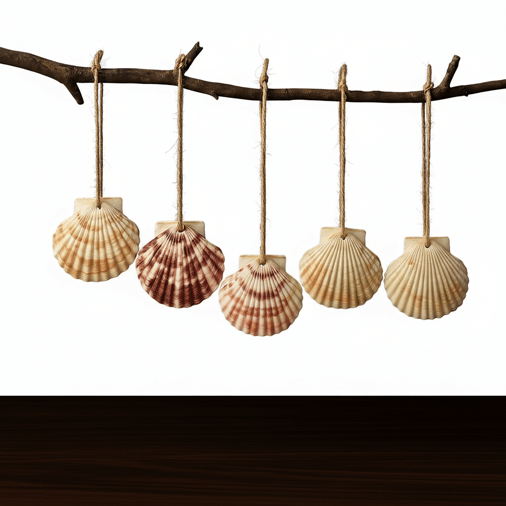 Natural scallop shell ornaments Sea Shells With Rope for Home Decor