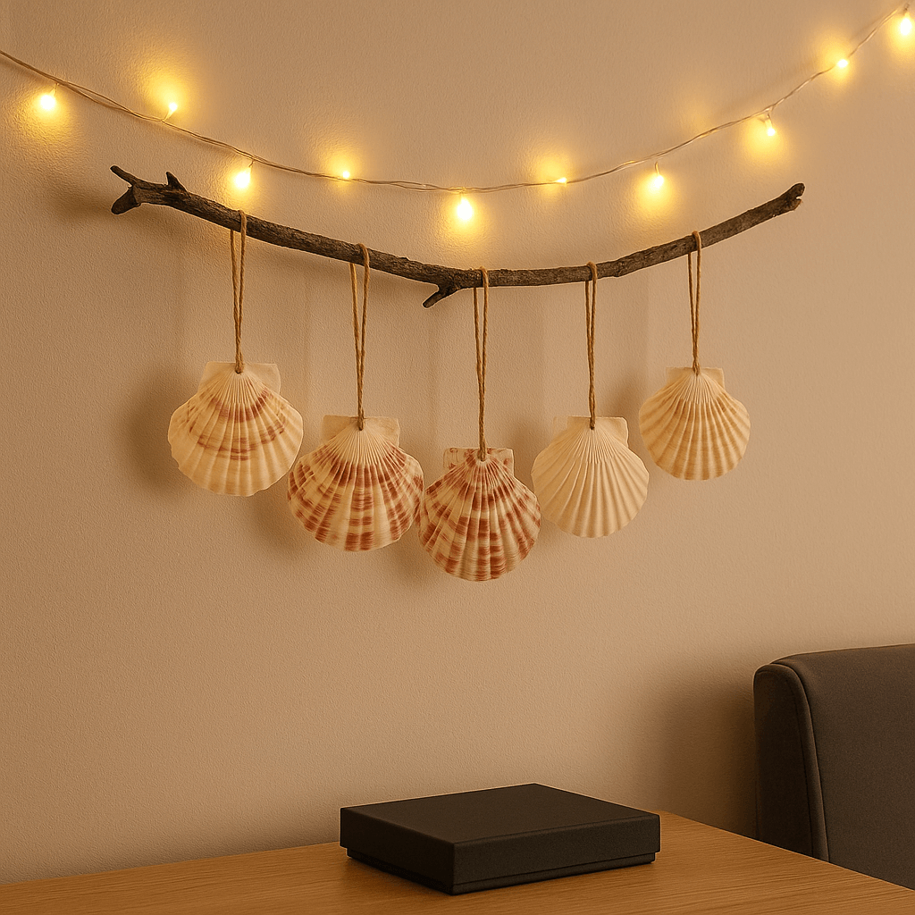 Natural scallop shell ornaments Sea Shells With Rope for Home Decor