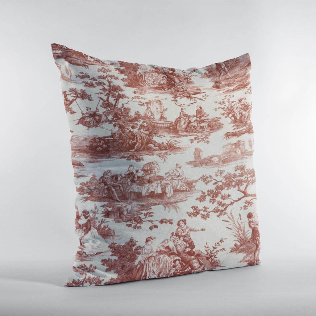 Plutus Red Beige Heritage Haven Picture Luxury Throw Pillow