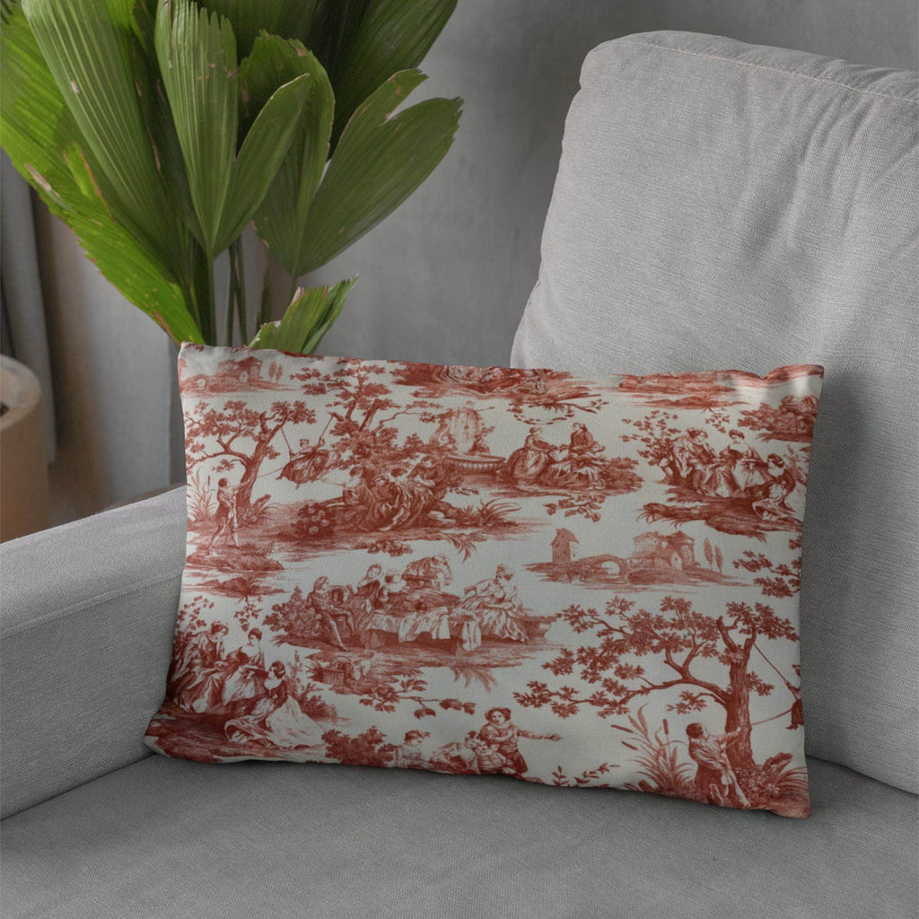 Plutus Red Beige Heritage Haven Picture Luxury Throw Pillow