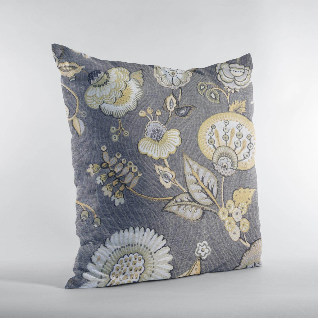 Plutus Gray Yellow Sunlit Garden Floral Luxury Throw Pillow