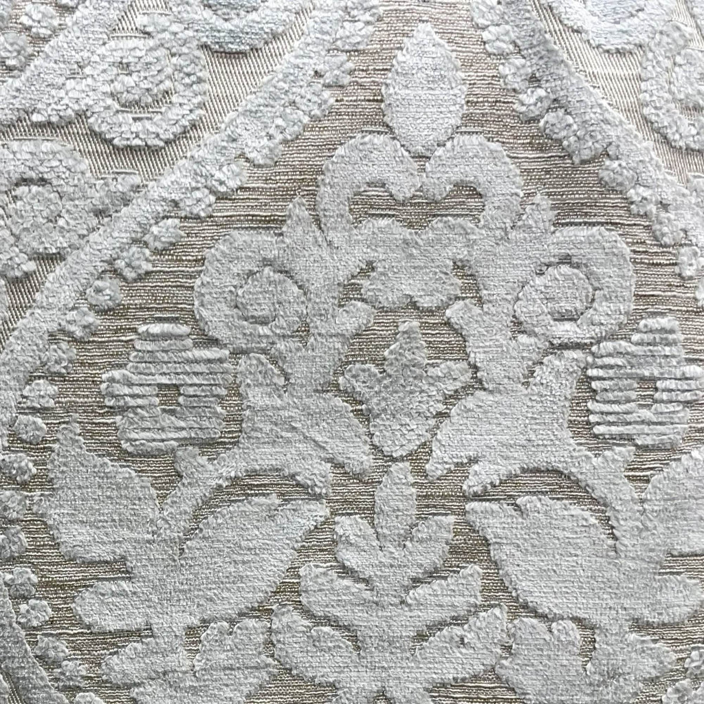 Plutus Versailles Grandeur Damask Gray Silver Velvet Luxury Throw Pillow
