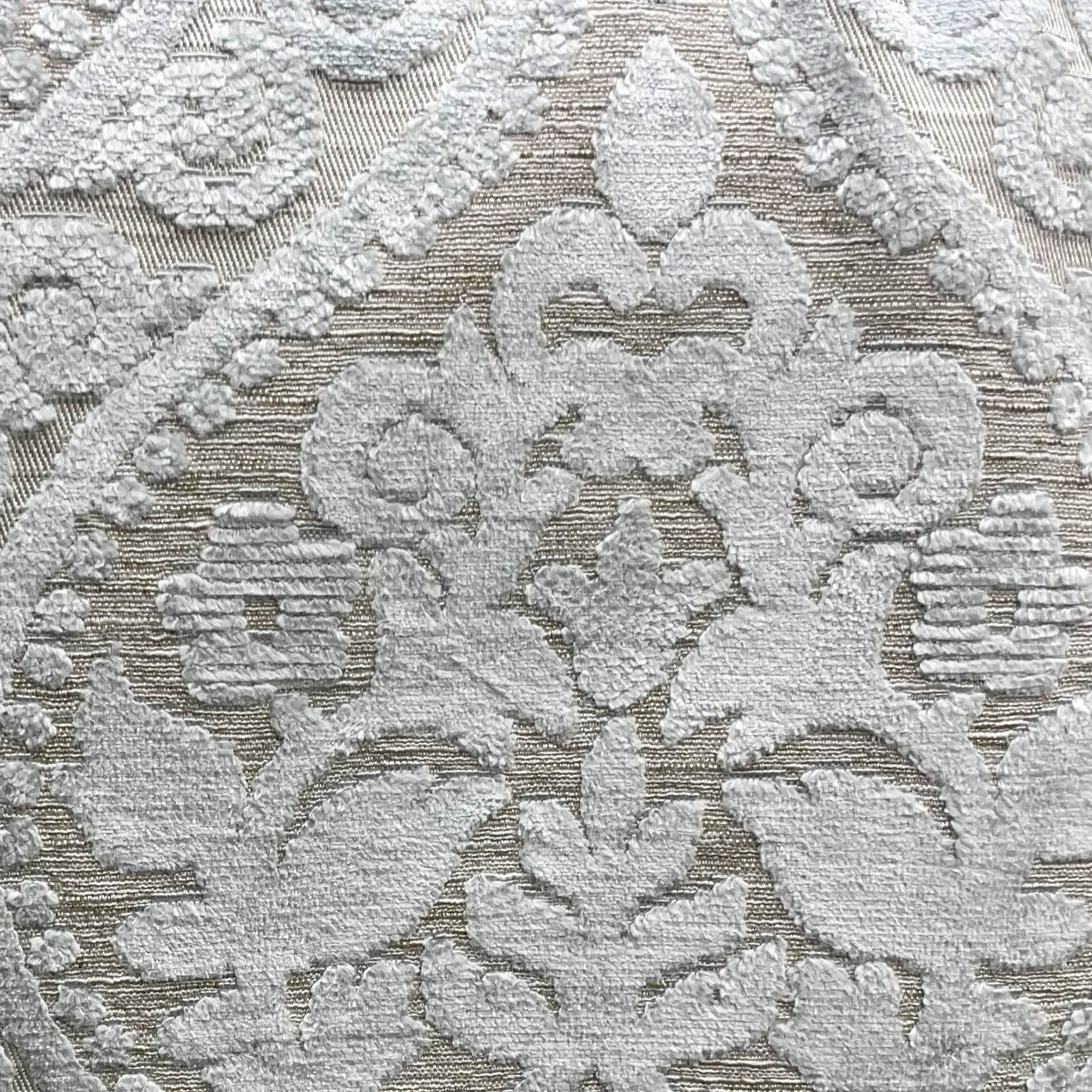 Plutus Versailles Grandeur Damask Gray Silver Velvet Luxury Throw Pillow