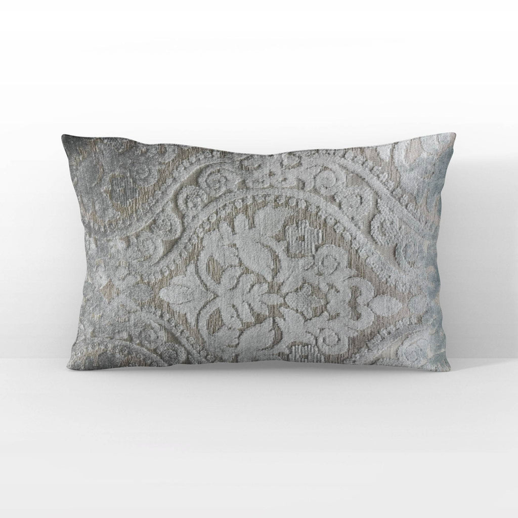 Plutus Versailles Grandeur Damask Gray Silver Velvet Luxury Throw Pillow