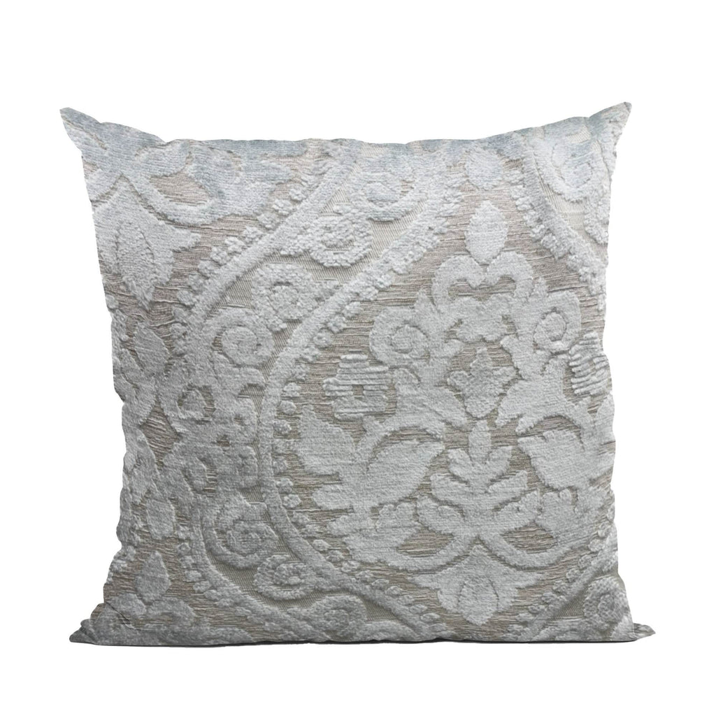 Plutus Versailles Grandeur Damask Gray Silver Velvet Luxury Throw Pillow