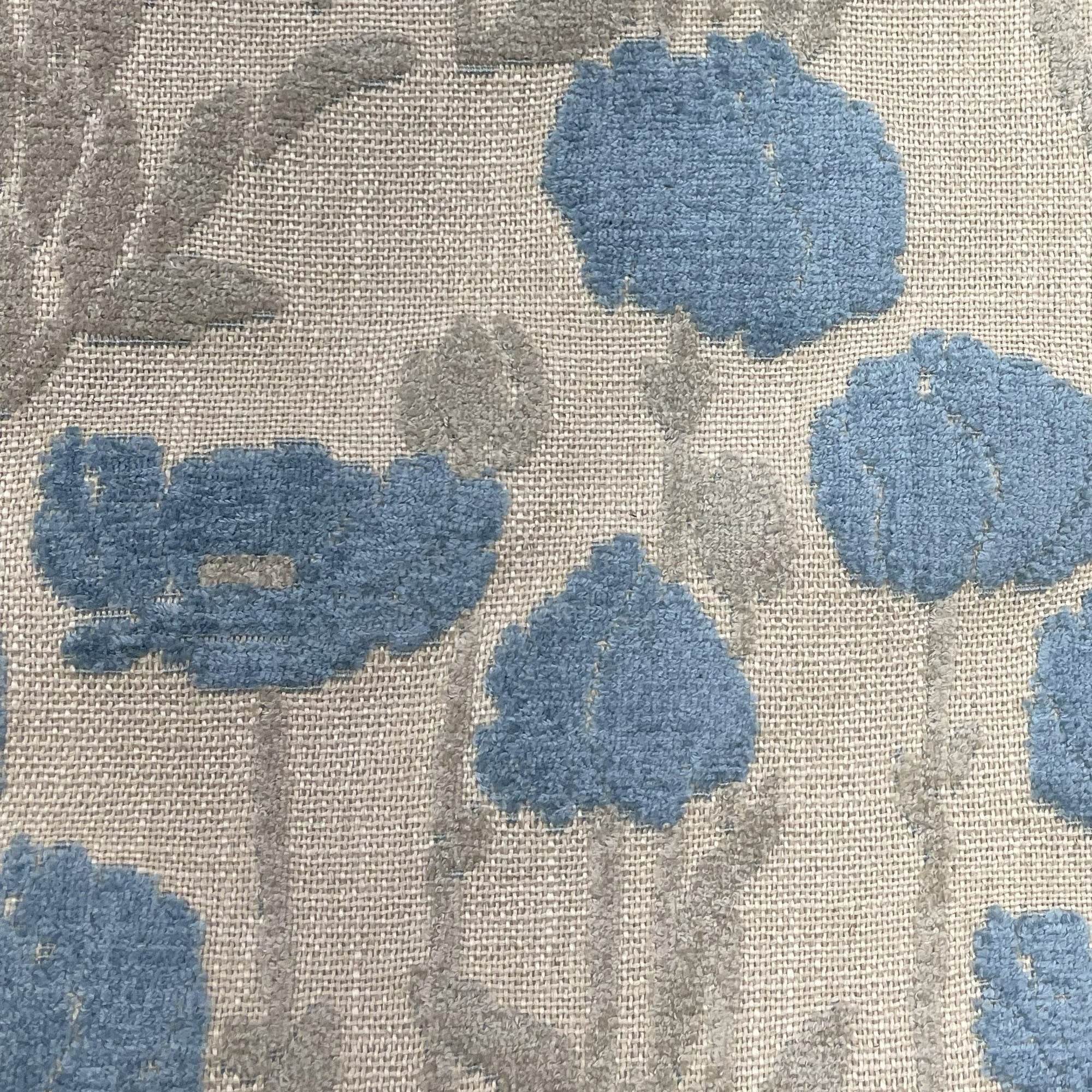 Plutus Enchanted Rose Floral Blue Gray Velvet Luxury Throw Pillow
