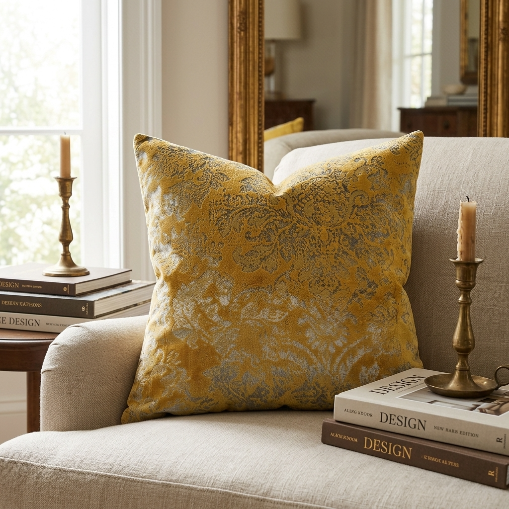 Golden Cosmo Textured Luxury Throw Pillow